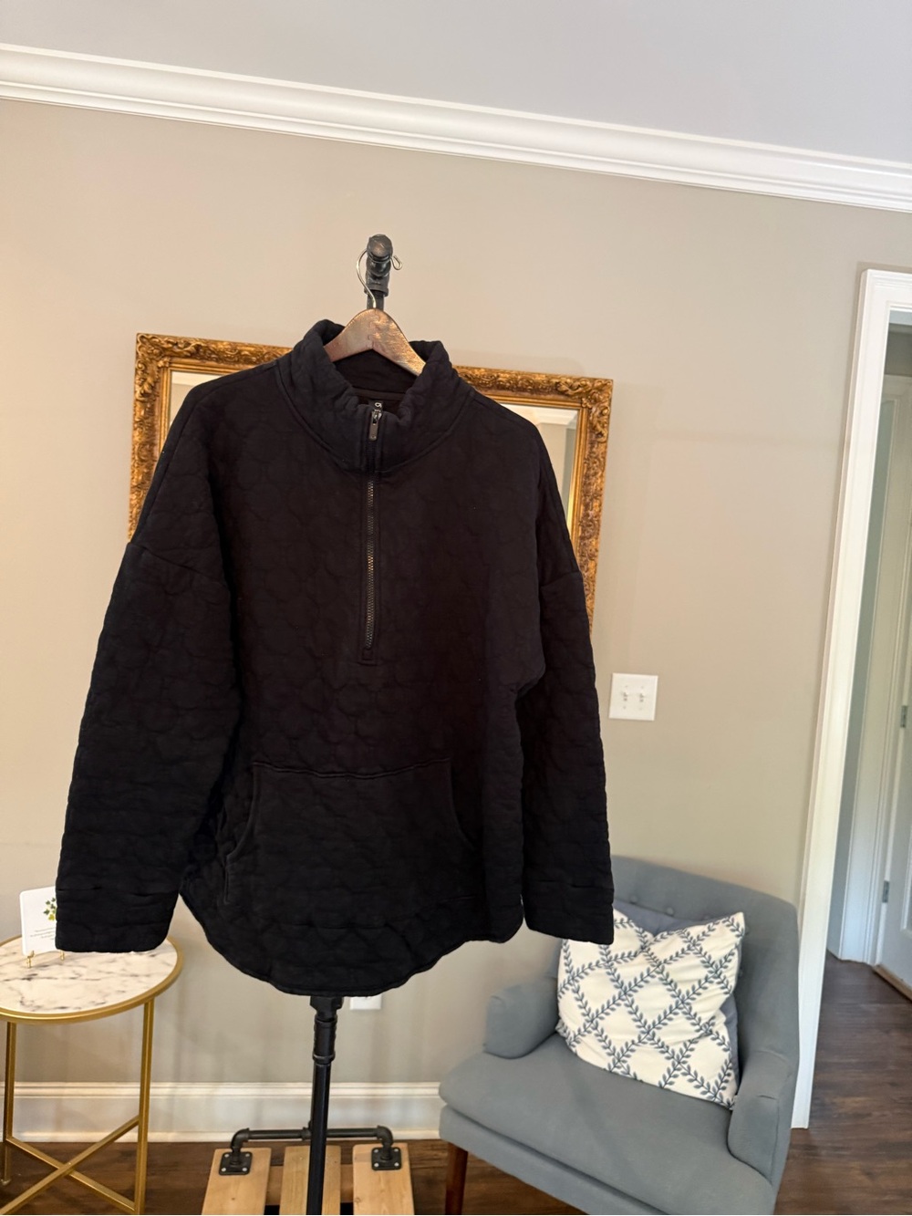 GAP Black Quilted Half-Zip Pullover Jacket